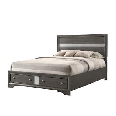 Bambie Gray Silver Storage Platform Bed