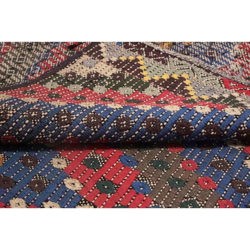 Hand Woven Oriental 100% Wool Carpet Southwestern Tribal Multi-Colored Kilim Area Rug - 8' 8'' X 5' 5''