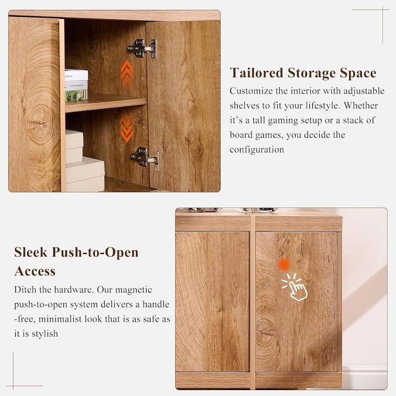 Modern 70" TV Stand, Entertainment Center, Handle-Free Hidden Design