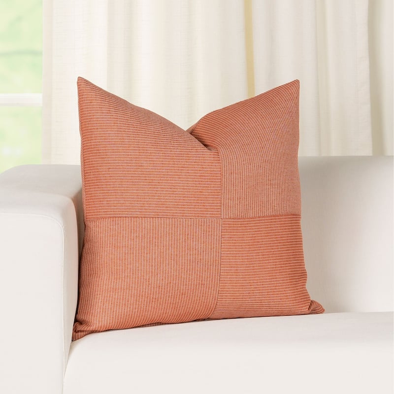 Redeem Stripe Eco-friendly 4-Patch Throw Pillow - Terracotta