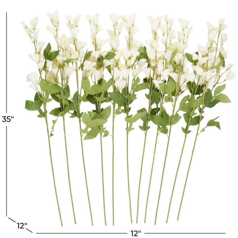 White Faux Foliage Tall Sweet Pea Artificial Flower Stem (Set of 12)