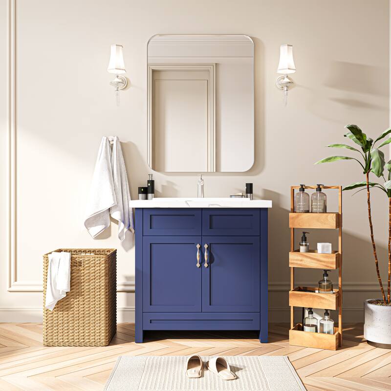 Organnice Rectangular Aluminum Frame Vanity Bathroom Mirror with Clear Glass