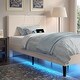 preview thumbnail 18 of 19, VECELO Platform Twin Bed Frame Set with Charging Stations and Under Bed LED Lights Kids Bed Set of 2 Strong Wooden Slats Support