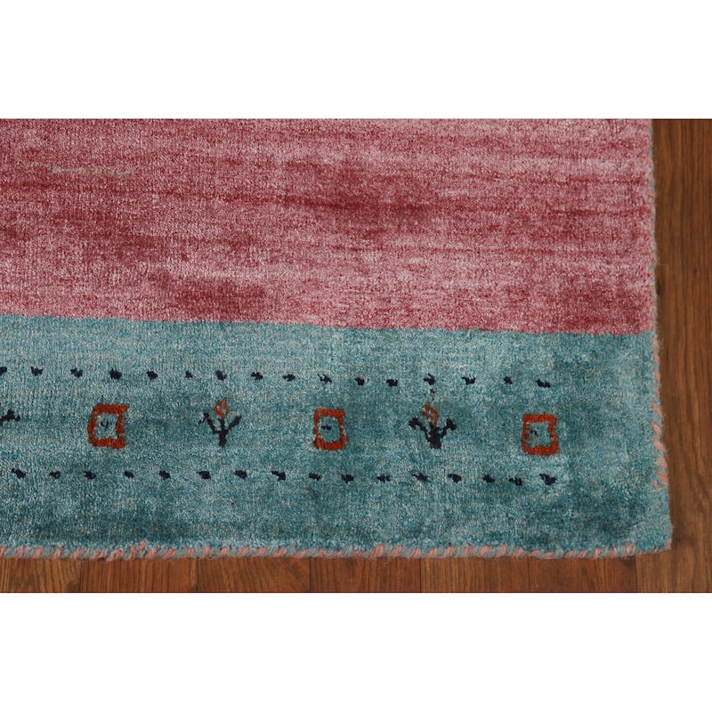 Little Animals Pink Gabbeh Oriental Rug Hand-Knotted Wool Carpet - 3'11" x 5'10"