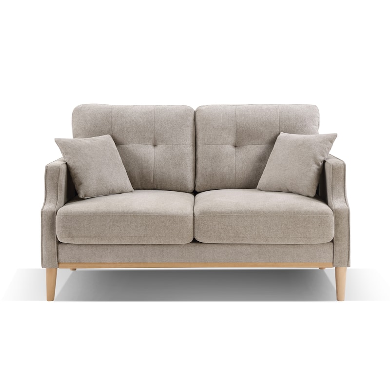 Fabric Upholstered Loveseat Sofa, High-Density Foam Couch Settee with USB Port, Small Couch with Tufted Back Cushion