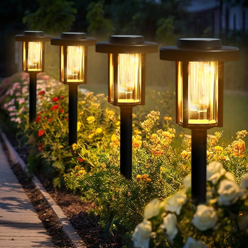 Solar Pathway Lights, IP65 Waterproof Outdoor Garden Lighting, Warm White - 6 Pack