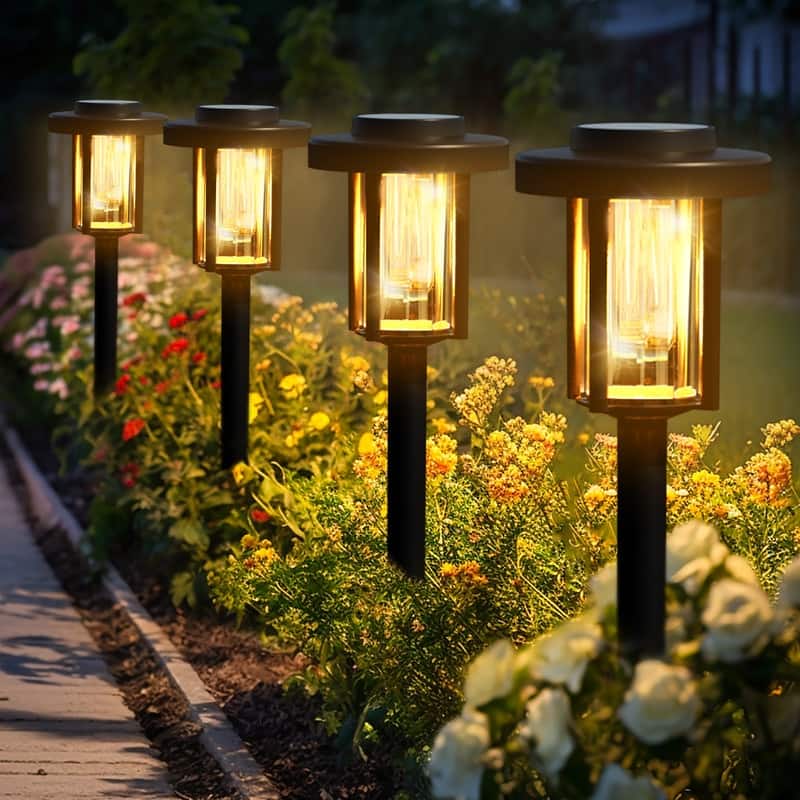 Solar Pathway Lights, IP65 Waterproof Outdoor Garden Lighting, Warm White