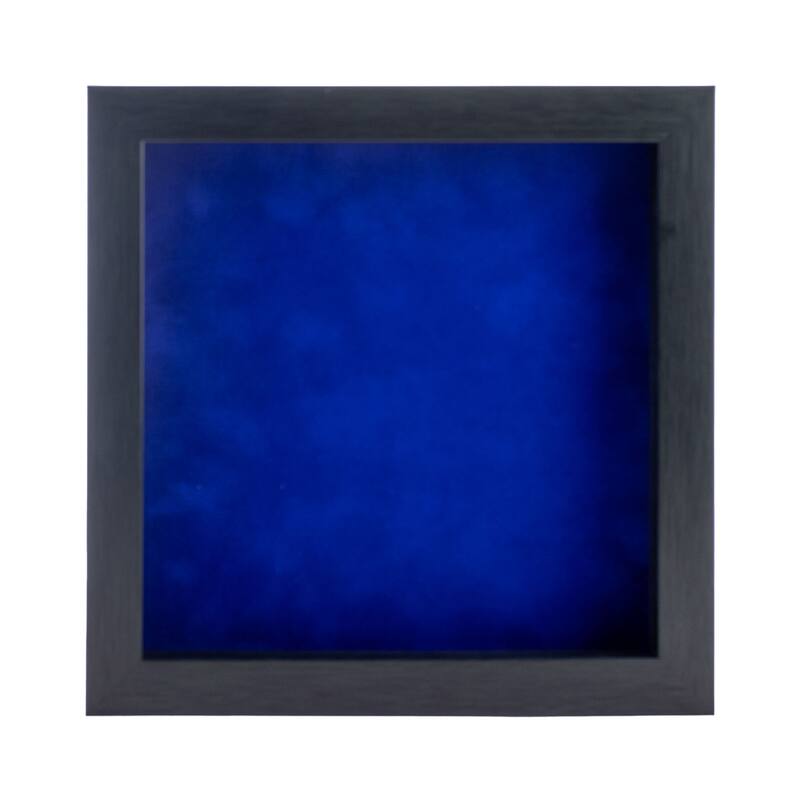 6x6 Shadow Box Frame Charcoal Gray Wood | With a 3/4" Usable Display Depth | Includes a Royal Blue Real Suede Texture Acid-Free