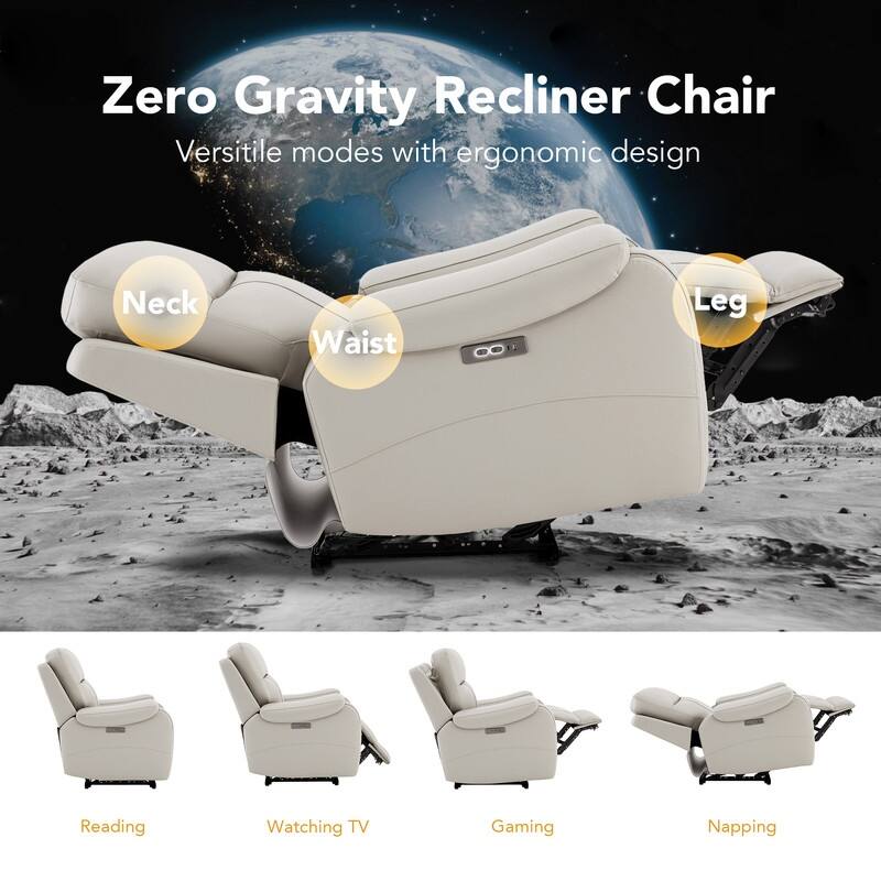 Spruce & Spring Gavin Power Genuine Leather Recliner Chair Zero-Gravity Recliner