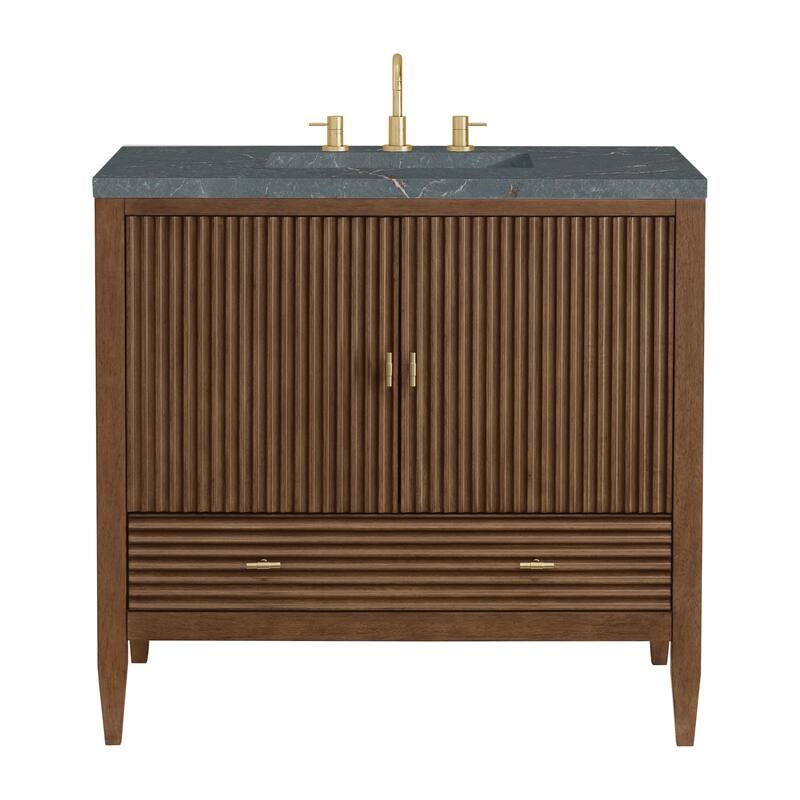 James Martin Vanities 485-V36-3PBL Myrrin 36" Single Basin Wood Vanity - Mid-Century Walnut - Walnut Finish