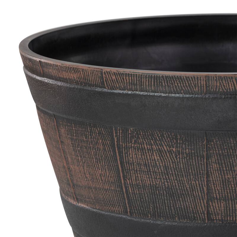 Alpine Corporation 11" Tall Indoor/Outdoor Barrel Shaped Planter - 18 x 11