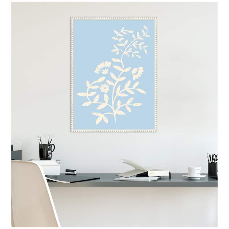 Kate and Laurel Country Chintz Botanical Pale Blue by Vicky Yorke Framed Canvas Wall Art Print