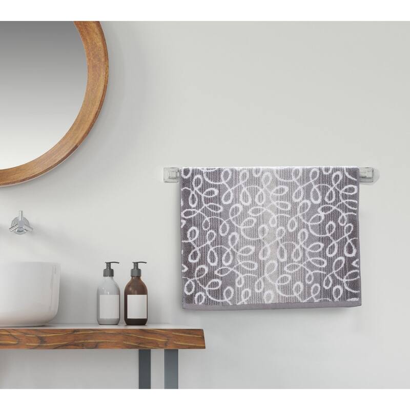 Violet Linen Scroll Pattern, 100% Cotton Highly Absorbent Jacquard Fashion Towel, 20" by 30", Grey, Hand Towels, Set of 2