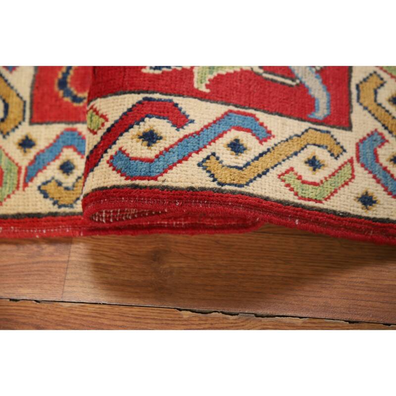 Floral Red Kazak Oriental Foyer Rug Handmade Wool Carpet - 2'0" x 3'0"