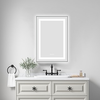 20 x 30 Inch LED Bathroom Mirror with Front and Backlight, Wall Mounted ...