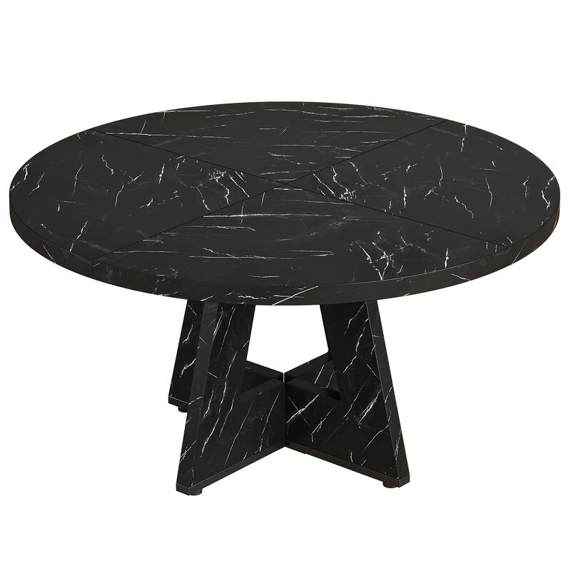 47" Round Conference Table Meeting Room Table with Thickened Top Wood Base Modern Training Desk for Conference/Seminar Room