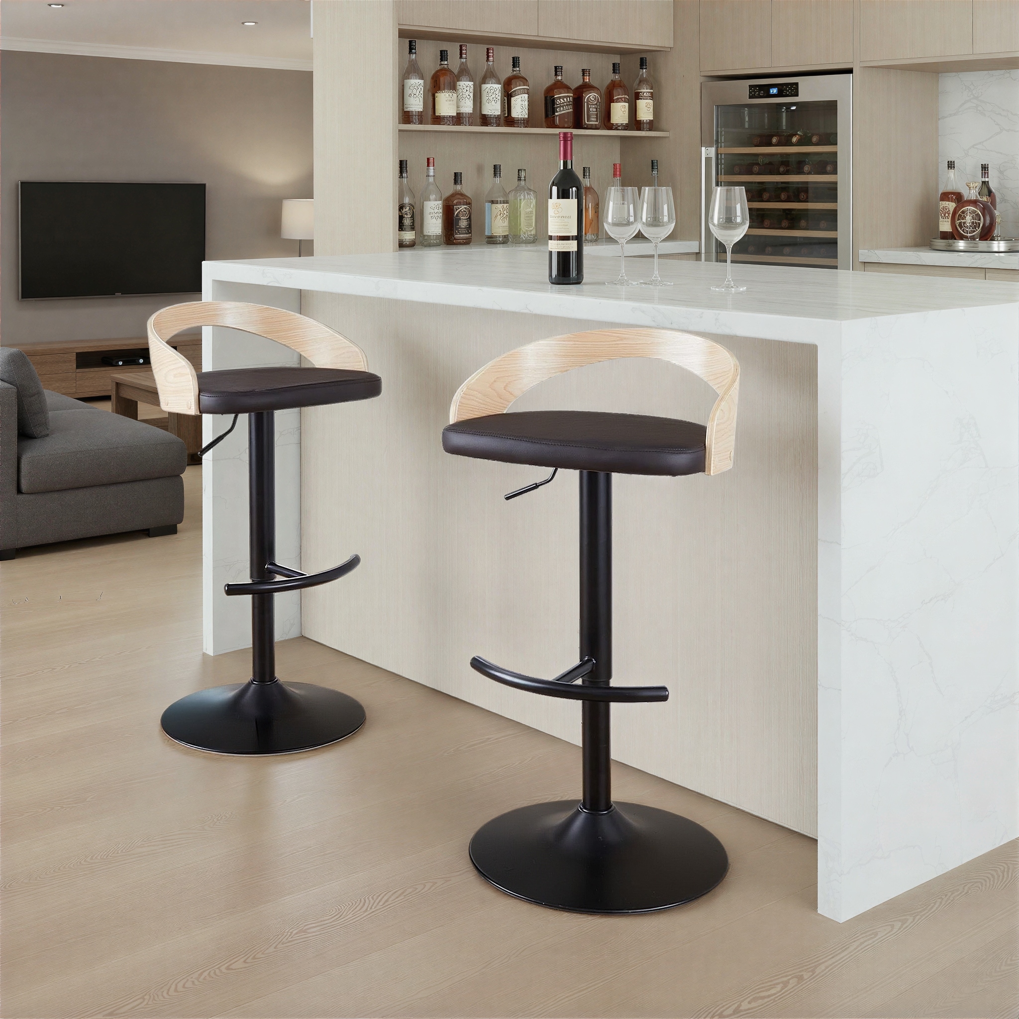 Carson Carrington Stavanger Adjustable Bar Stool with Rounded T Footrest (Set of 2)