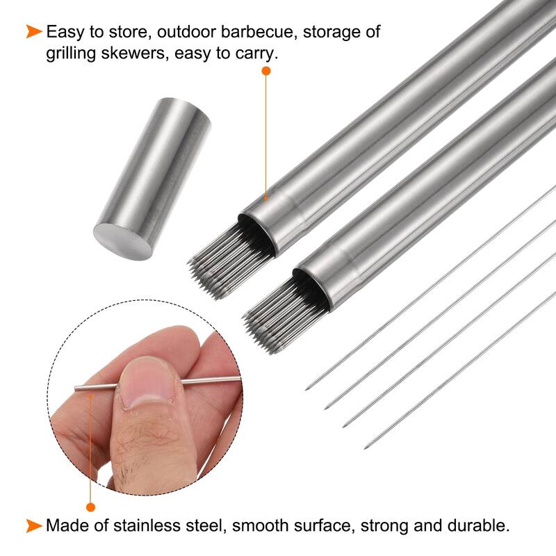 100pcs Kebob Skewers 35cm x 2.8cm Round Sticks with Tube Storage - 35cm x 2.8cm