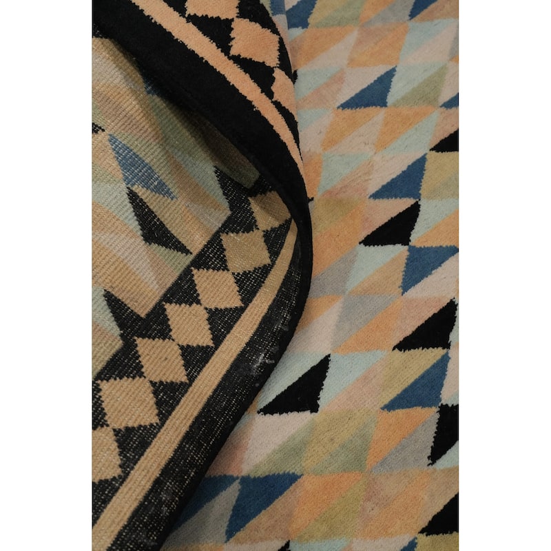 Hand-knotted Tribal Wool Multi-Colored Geometric Oriental Area Rug - 8' 9'' X 6' 0''