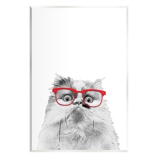 Stupell Funny Face Cat Wearing Glasses Wall Plaque Art by Annalisa ...