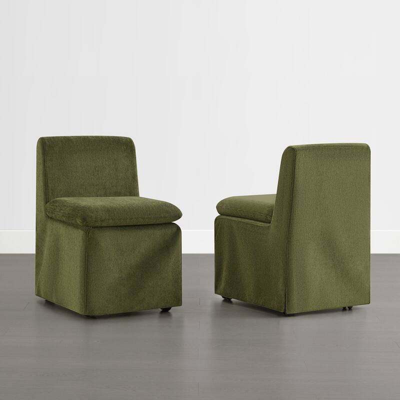 Spruce & Spring Modern Upholstered Dining Chair with Casters, Removable Washable Slipcover
