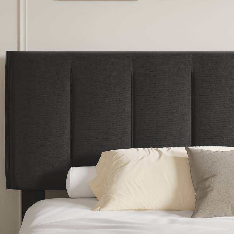 VECELO Bed Frame with 4 Storage Drawers, Upholstered Platform Bed Frame with Adjustable Headboard