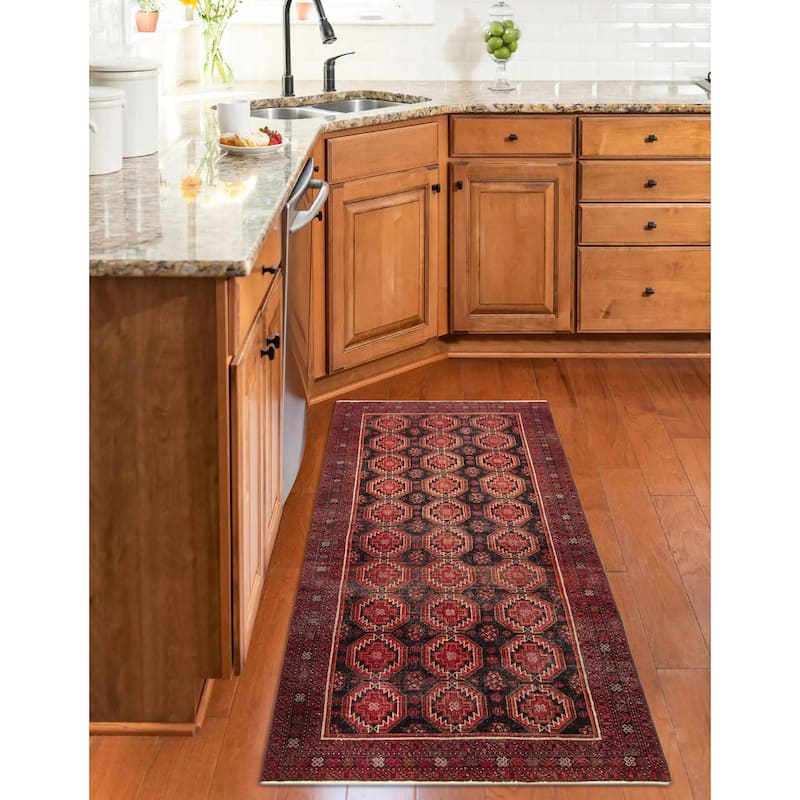 ECARPETGALLERY Hand-knotted Baluch Black Wool Rug - 3'10 x 8'1