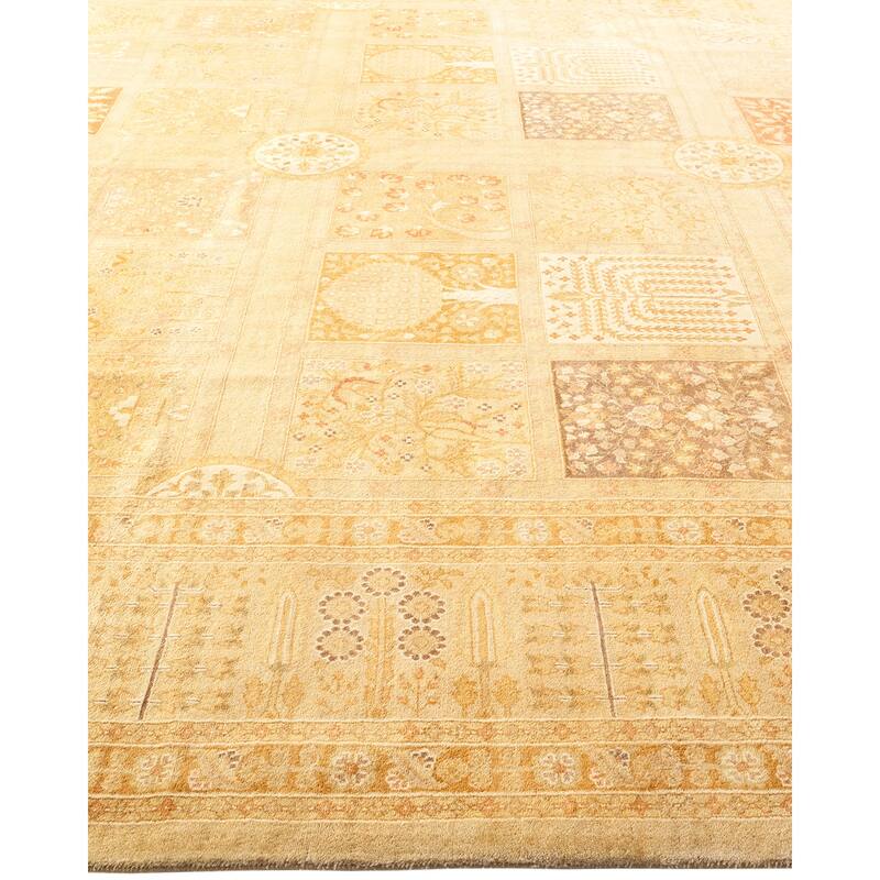 Overton Hand Knotted Wool Vintage Inspired Traditional Mogul Ivory Area Rug - 9' 2" x 13' 5"