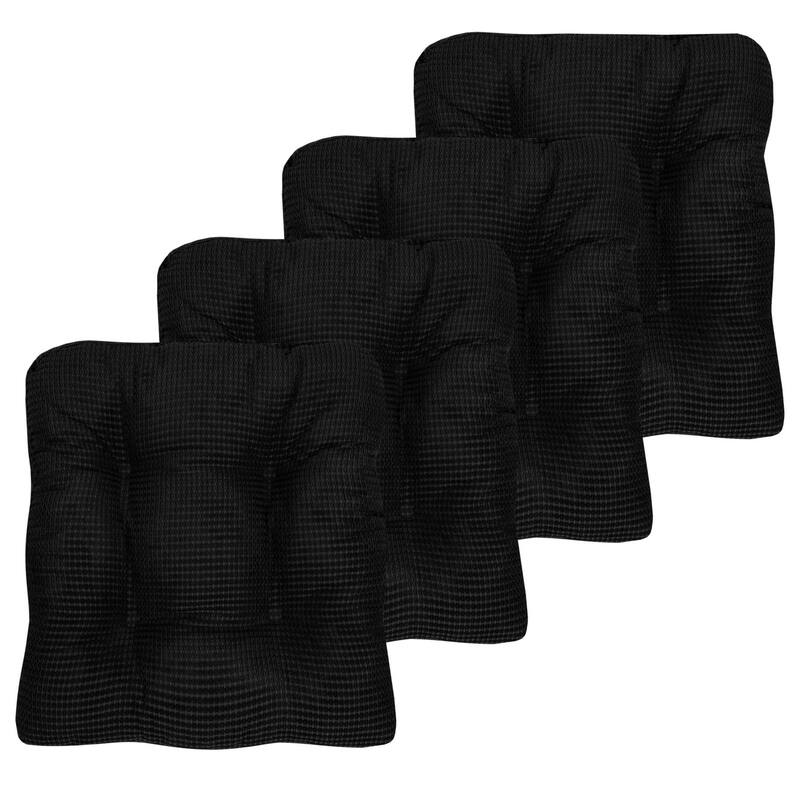 Fluffy Memory Foam Non-slip Chair Pad - Set of 4 - Black