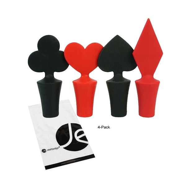 JAVOedge Card Suits, Wine and Beverage Bottle Stoppers - (Set of 4) - hearts, diamond, club, spade