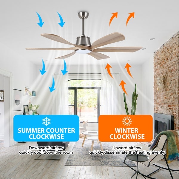 MLiAN 60 inch 6-Blades Indoor Smart LED Ceiling Fan With Remote