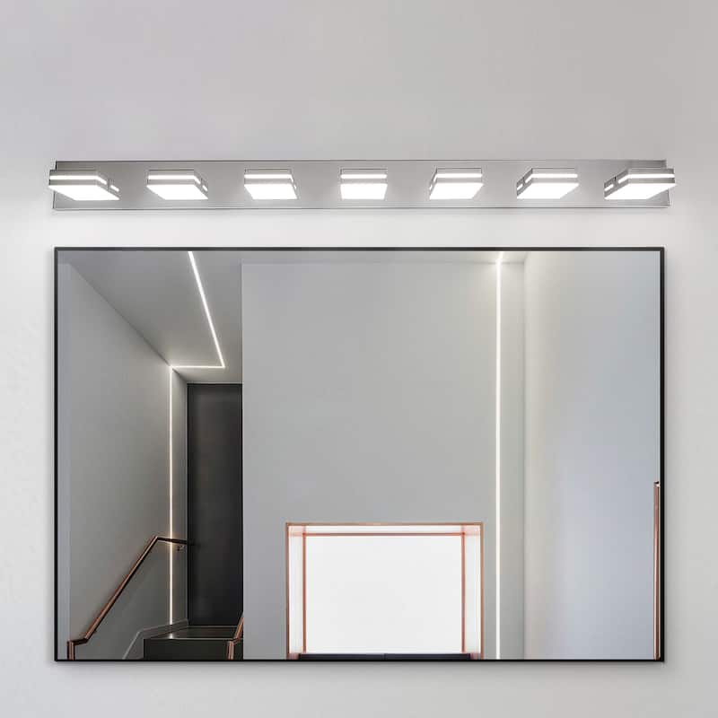 7-Light Chrome LED Vanity - Modern - Bathroom Mirror