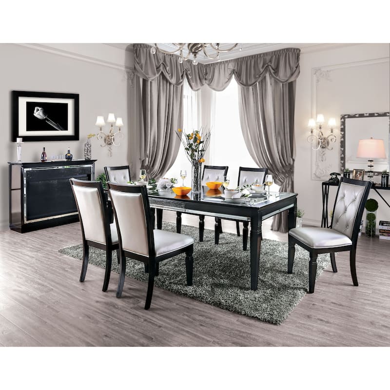 Silver Orchid Amann Contemporary Black 84-inch Glass Top Dining Table