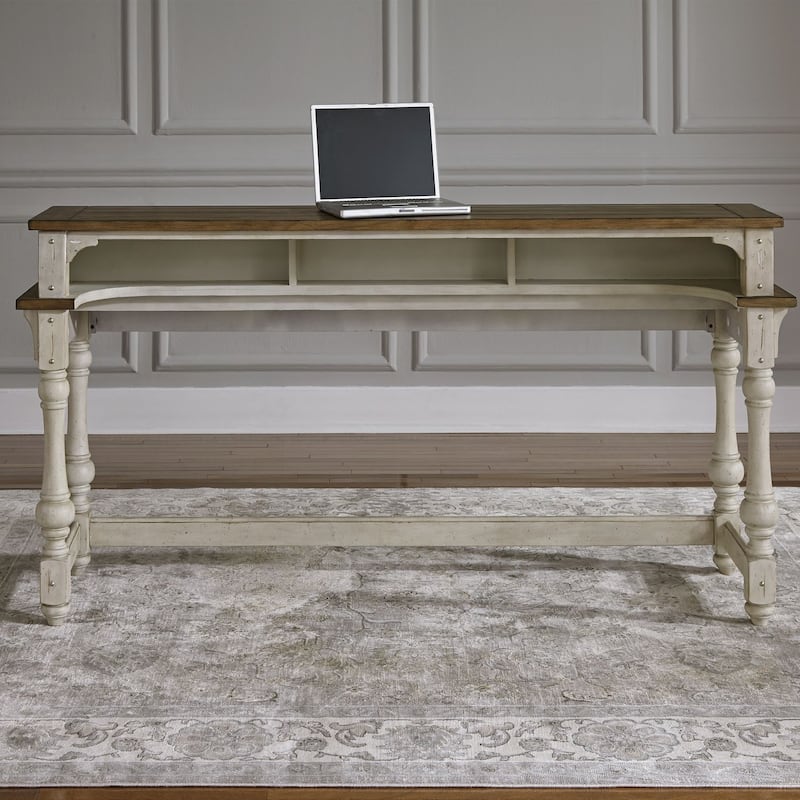 Morgan Creek Antique White Wire Brushed Tobacco Accents Console Bar Table - Antique White - Wood/Veneer