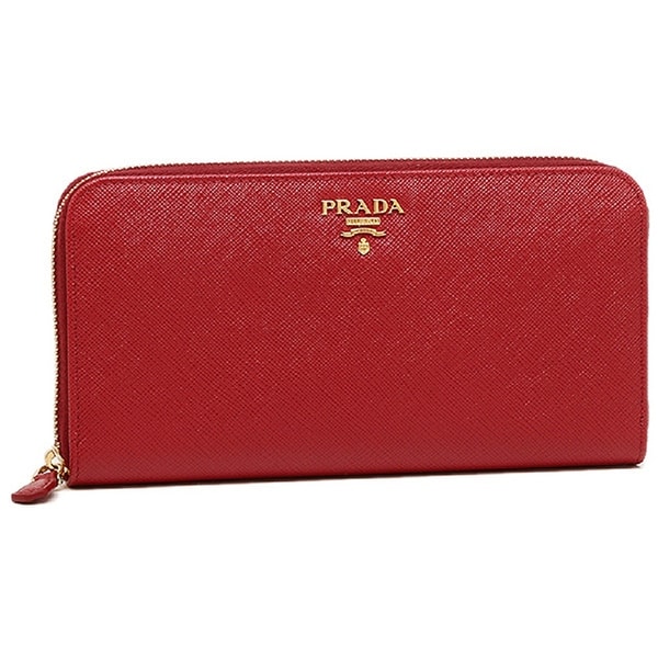 Prada Womens Saffiano Wallet Red