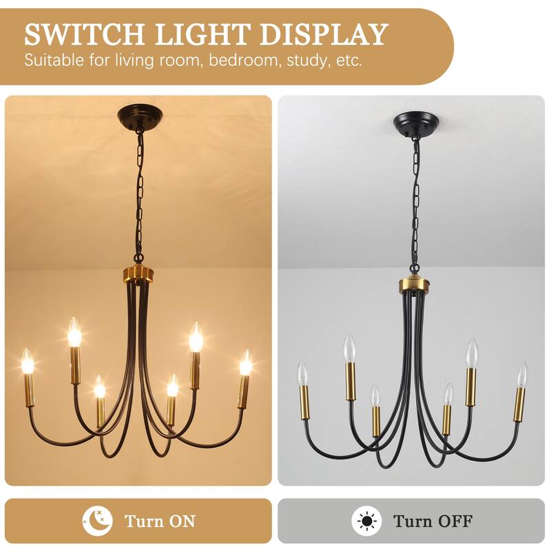 6-Light Candlestick Hanging Linear Chandelier Lighting for Kitchen Island