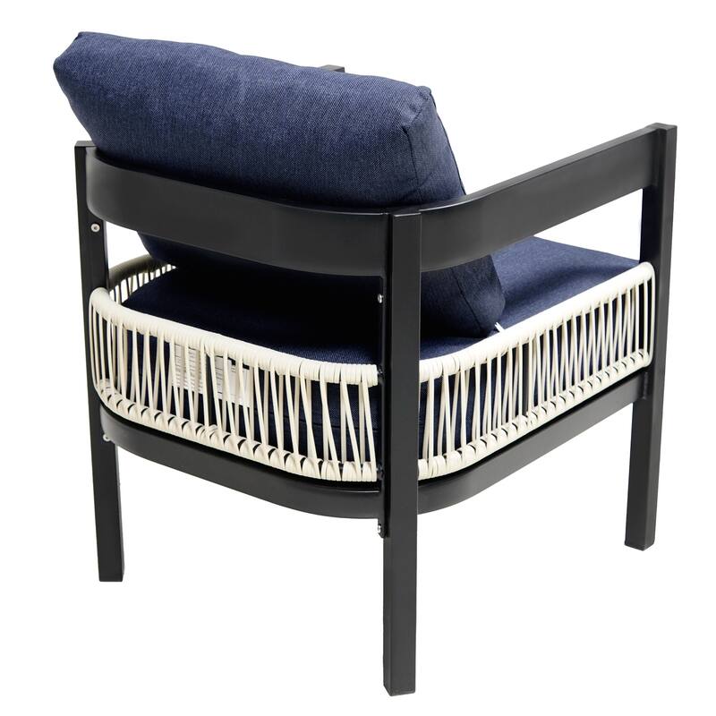 Multi-person Outdoor Iron Sofa Set with A table, Rattan Decoration, Waterproof, Rust-proof, Suitable for Garden