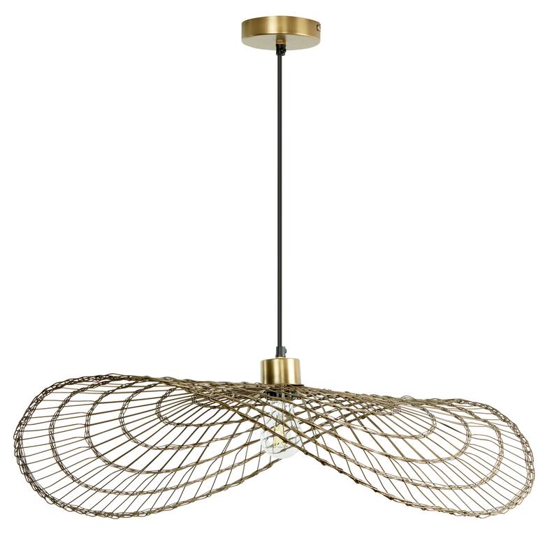 Emma River of Goods Brass 15.75-Inch Pendant Light with Adjustable Hanging Cord - 29.5" x 15.75" x 14.5/73.5"