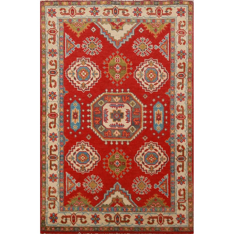 Traditional Red Kazak Foyer Rug Handmade Wool Carpet - 2'7"x 4'2"
