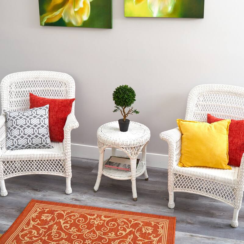 Artificial Topiary Tree 15 Inch - Indoor Outdoor UV Resistant Rococo Romance Plant Decor - Green - 11-20 Inches