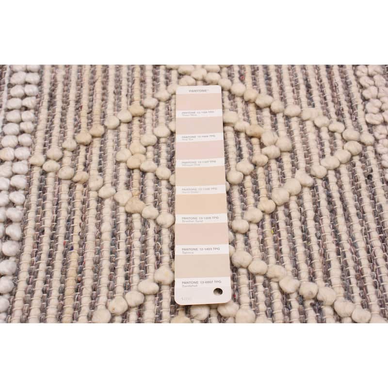 ECARPETGALLERY Braid weave Sienna Beige Wool Rug - 6'1 x 9'0