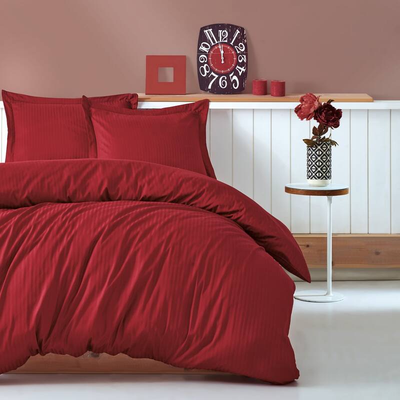 Satin Duvet Cover Set, High Quality Turkish Cotton Queen Size Set, 1 Duvet Cover, 1 Fitted Sheet and 2 Pillowcases
