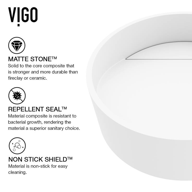 VIGO Starr 15"L x 15"W MatteStone Vessel Sink and Norfolk 11"H Faucet Set