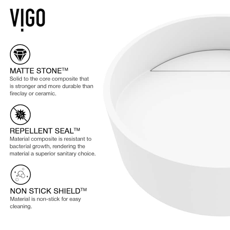 VIGO Starr Round MatteStone Vessel Bathroom Sink with Norfolk Bathroom ...