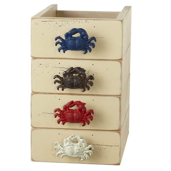 Set of 12 Multicolored Distressed Cast Iron Nautical Crab Knobs