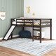 preview thumbnail 2 of 13, DHP Milton Kids' Low Loft Bed with Slide, Twin, Brown