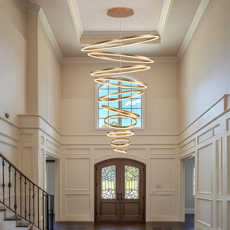 Modern LED Ring chandelier Large High Ceiling Chandelier