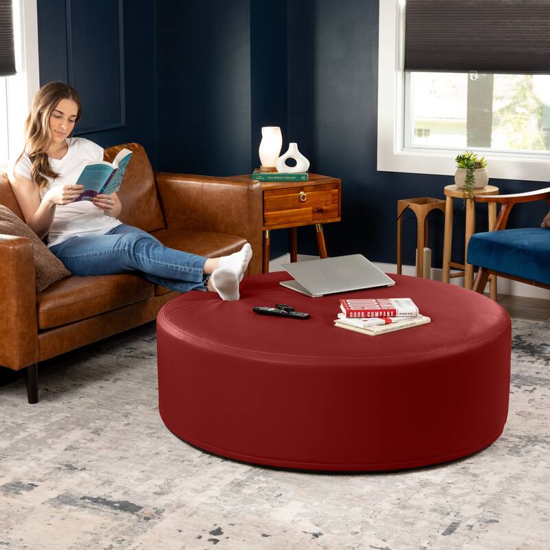 Jaxx Candler Round Couch Ottoman Large Coffee Table & Foot Rest, 44-Inch