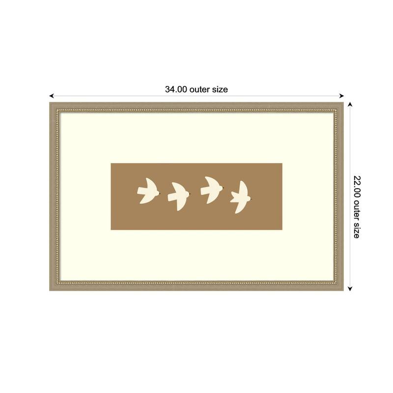 Kate and Laurel Minimalist Birds Panel 2 Brown by Laura Moss Framed Wall Art Print
