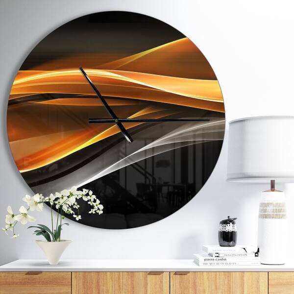slide 2 of 9, Designart 'Gold Silver Inward Lines' Large Modern Wall CLock